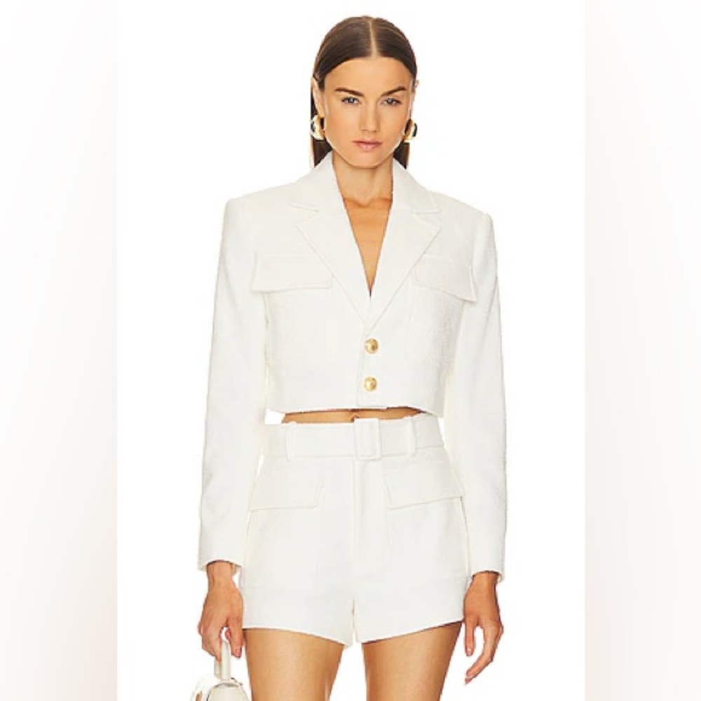 A.L.C. WHITE TWEED CROPPED JACKET